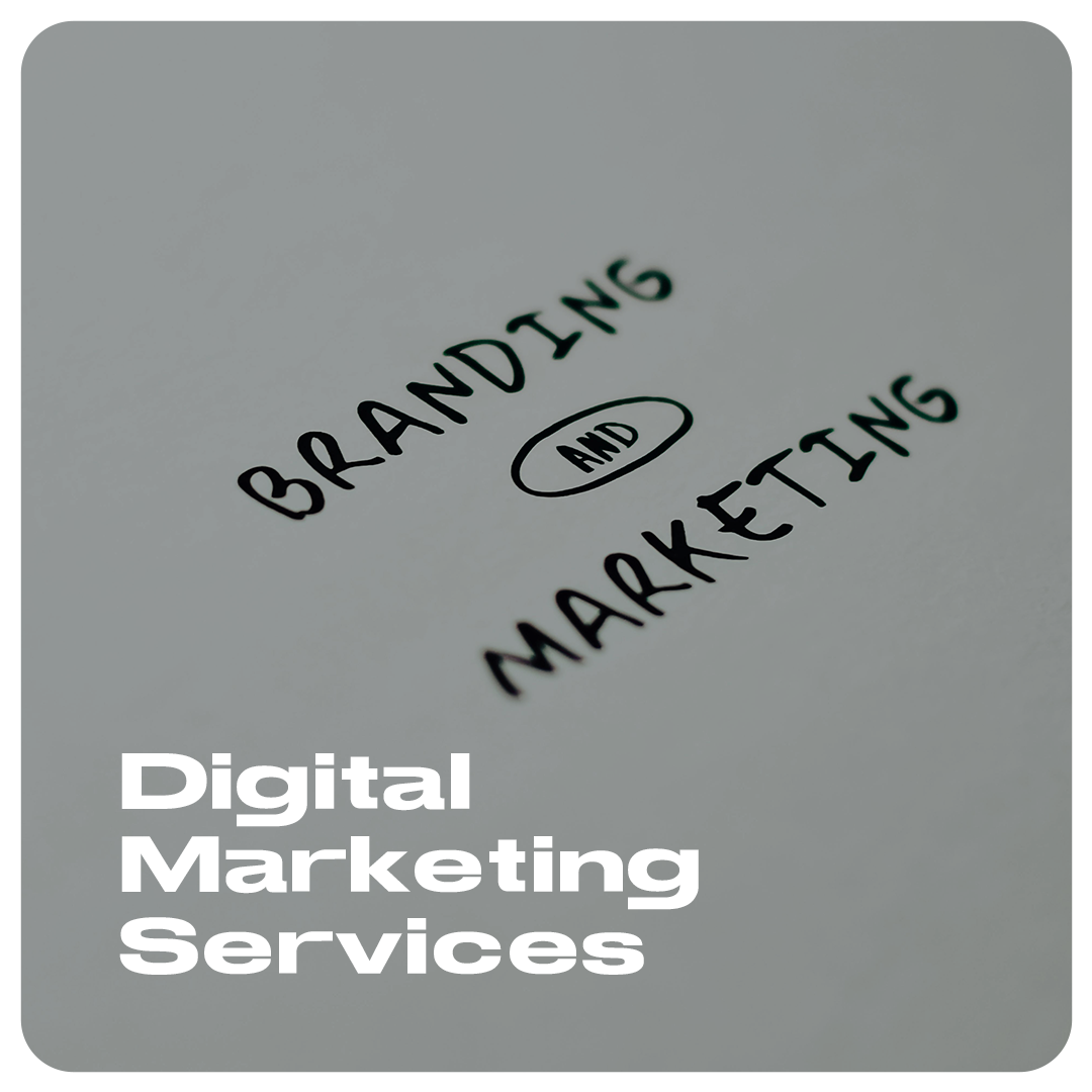 A written page with the words "Branding and Marketing" in handwriting. Below, bold text reads "Digital Marketing Services. OCIDM,io Branding and Digital marketing Hamilton, Toronto, Oakville, Mississauga