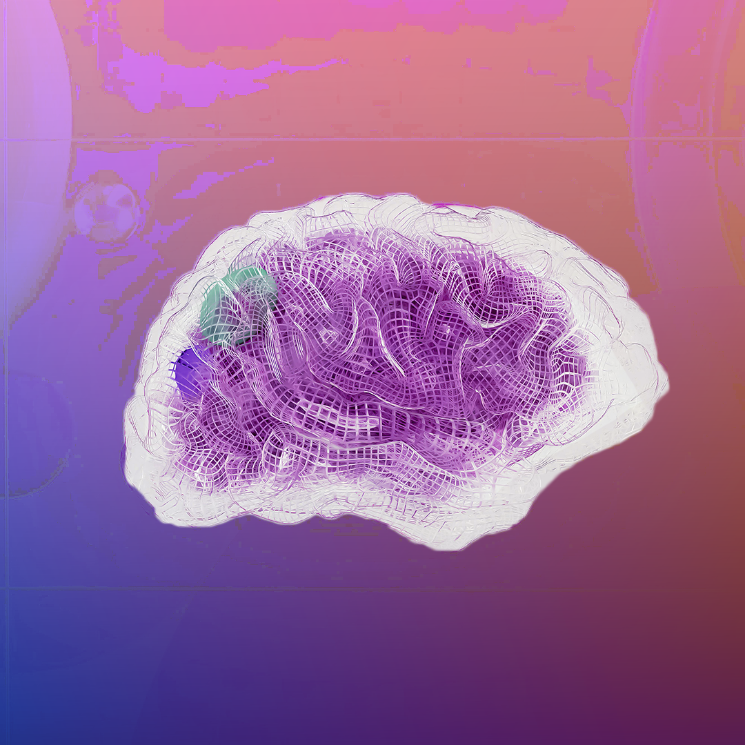 A brain illustration with intricate purple network patterns against a gradient background of pink, purple, and orange hues. OCIDM,io Branding and Digital marketing Hamilton, Toronto, Oakville, Mississauga